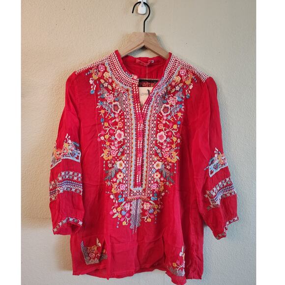 NWT Johnny Was Bethanie Tunic Red Embroidered SZ Small Boho - Picture 1 of 7